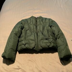 Green puffer jacket